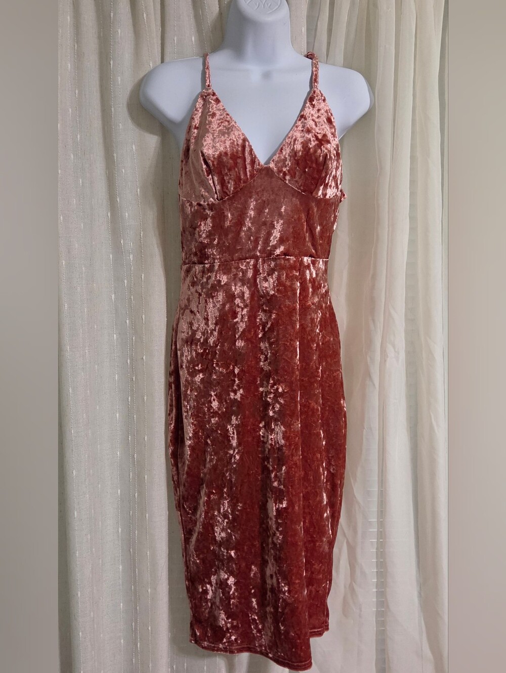 Club L London Rose Blush Velvet Midi Slip Dress